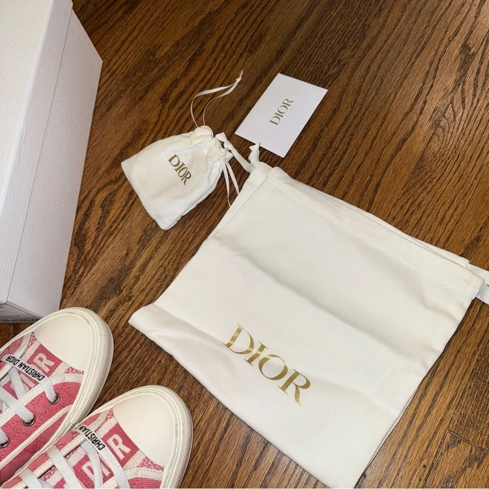 Size 9.5 Christian Dior Walk'n'Dior Canvas Sneakers Pink - Picture 14 of 14